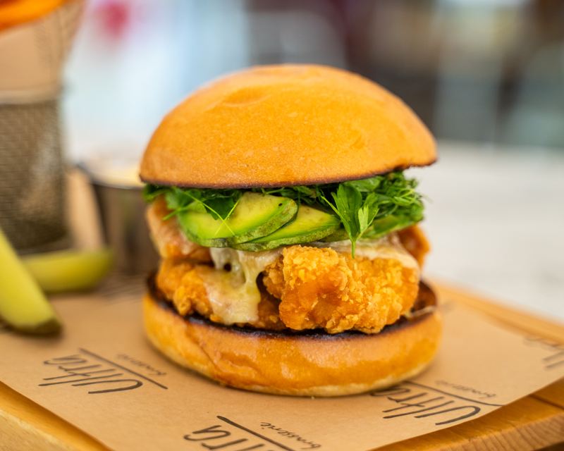 Chipotle Chicken & Avocado Burger at Ultra Brasserie